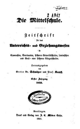 1: Die Mittelschule - 1.1845