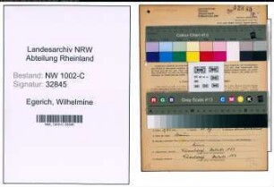 Entnazifizierung Wilhelmine Egerich, geb. 16.10.1905 (Kassiererin)