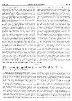 Die theologisch gebildete Frau im Dienst der Kirche