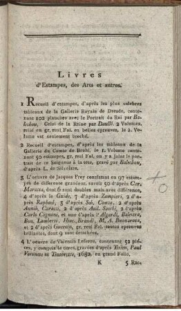 Livres d'Estampes, des Arts et autres.