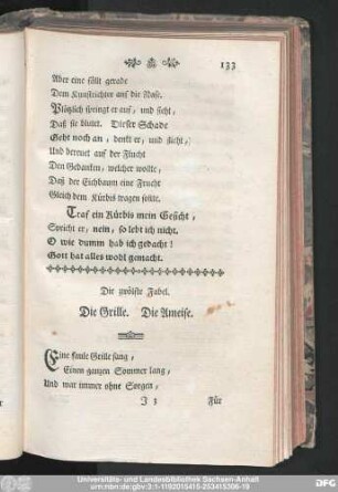Die zwölfte Fabel. Die Grille. Die Ameise.