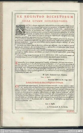 Ex Decretorum Sacrae Rituum Congregationis