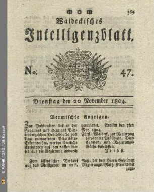 No. 47. Dienstag den 20 November 1804