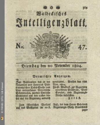 No. 47. Dienstag den 20 November 1804
