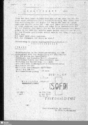Sozialer Friedensdienst SOFD : Arbeitsheft
