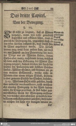 Das dritte Capitel. Von der Bewegung