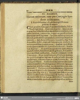 XI. Examen. Harum rationum, quae pro Conjugio Spadonis adducuntur