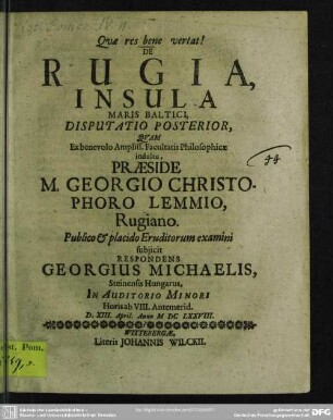 2: De Rugia, insula maris Baltici