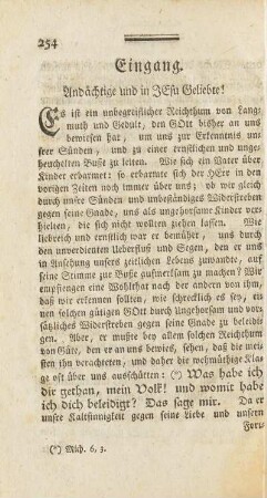 Eingang. Andächtige und Jesu Geliebte!