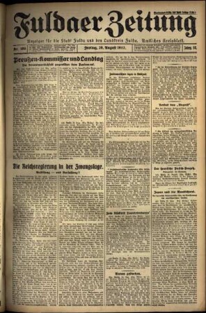Ausgabe vom Freitag, den 26. August 1932.