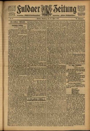 Zweite Ausgabe vom Samstag, den 21. April 1906.