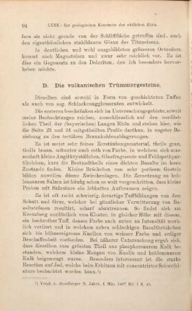 D. Die vulkanischen Trümmergesteine.