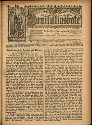 Erste Ausgabe vom Sonntag, den 22. Oktober 1899.