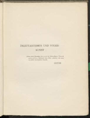 Dilettantismus und Volkskunst