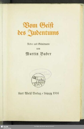 Vom Geist des Judentums : Reden und Geleitworte