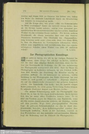 Zur Photographischen Kunstfrage