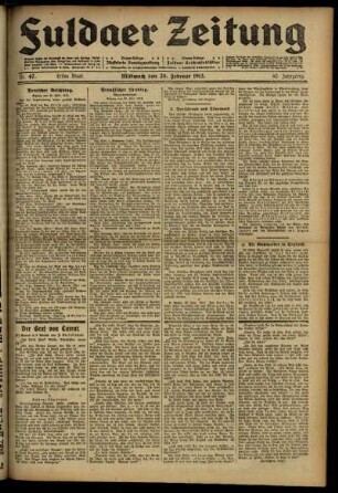 Erste Ausgabe vom Mittwoch, den 26. Februar 1913.