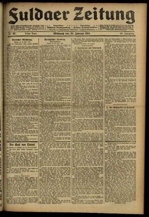 Erste Ausgabe vom Mittwoch, den 26. Februar 1913.