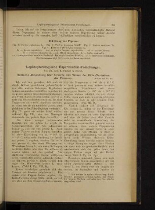 Lepidopterologische Experimental-Forschungen.