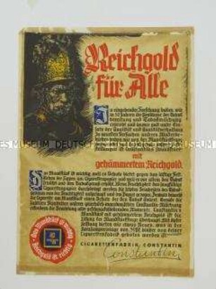 Werbeblatt für Zigaretten-Mundstücke
