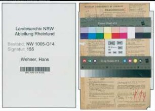 Entnazifizierung Hans Wehner , geb. 14.06.1899 (Faerbermeister)
