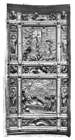 Sakristeitür mit der Grablegung und der Auferstehung Christi