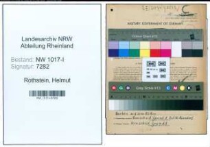 Entnazifizierung Helmut Rothstein , geb. 16.01.1913 (Kraftfahrer)