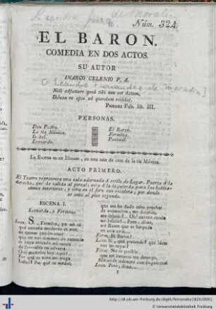 El barón : comedia en dos actos