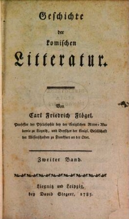 Geschichte der komischen Litteratur, 2