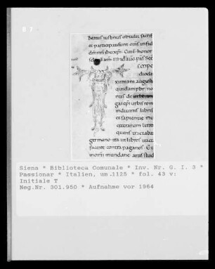 Passionar — Initiale T, Folio fol. 43 v