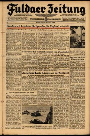 Ausgabe vom Freitag, den 25. Februar 1944.