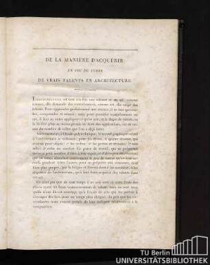De La Manière D'Acquérir En Peu De Temps De Vrais Talents En Architecture.
