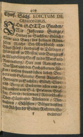 Churf. Sächs. Edictum De Cessionib