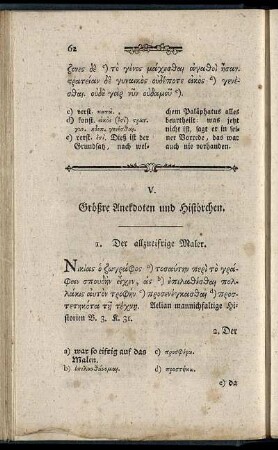 V. Groeßre Anekdoten und Histoerchen