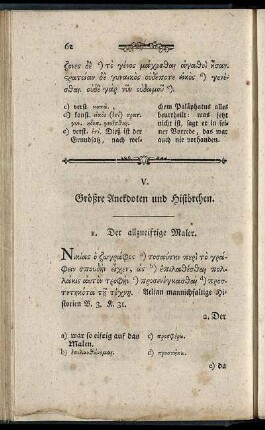 V. Groeßre Anekdoten und Histoerchen