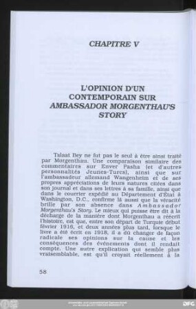 Chapitre V L'Opinion D'Un Contemporain Sur Ambassador Morgenthau's Story