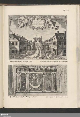 1. Fürstlicher Einzug in Erlangen 1743 ; 2. Joh. Wolfg. Goethe, Die Königin der Nacht