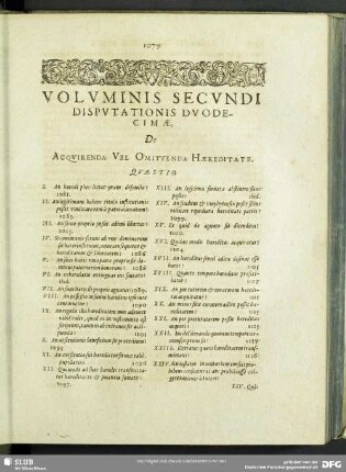 Voluminis Secundi Disputationis Duodecimae, De Acquirenda Vel Omittenda Haereditate