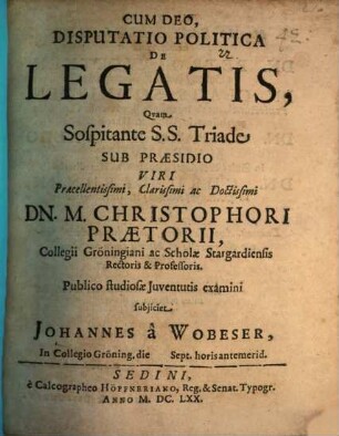 Disp. polit. de legatis