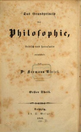 Das Grundprincip der Philosophie, 1. Geschichte und Kritik der Principien der neueren Philosophie