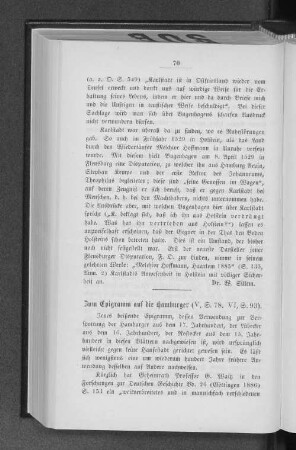 Zum Epigramm auf die Hamburger (V, S. 78. VI, S. 93).