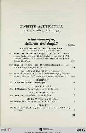 Zweiter Auktionstag: Freitag, den 5. April 1935 (Nr. 301-600)