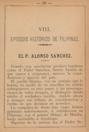 VIII. El P. Alonso Sanchez