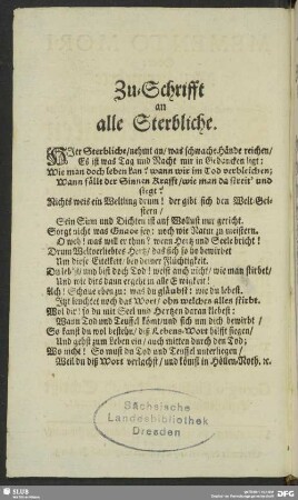 Zueignungs-Schrifft