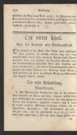 Der vierte Theil. Von der Prosodie oder Aussprachkunst