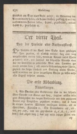 Der vierte Theil. Von der Prosodie oder Aussprachkunst