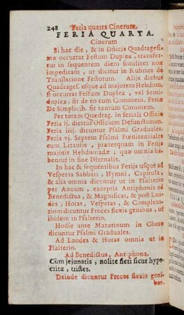 248-261, Veria quarta Cinerum. Feria Quarta