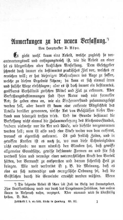 Anmerkungen zu der neuen Verfassung.