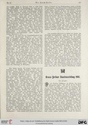 10: Grosse Berliner Kunstausstellung 1905, Die Plastik