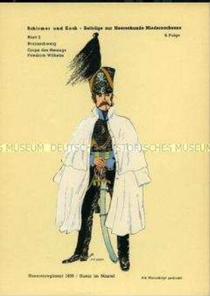 Uniformdarstellung, Gemeiner des Husaren-Regiments, Herzogtum Braunschweig, 1809.